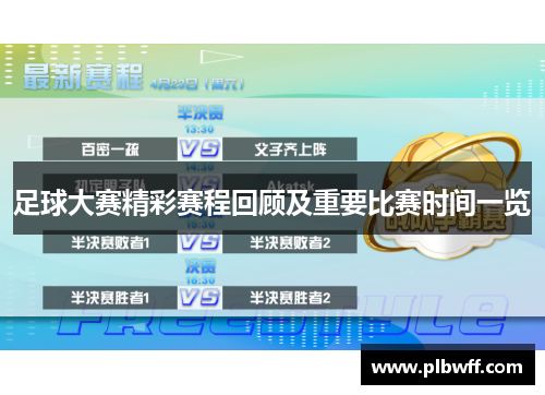 足球大赛精彩赛程回顾及重要比赛时间一览